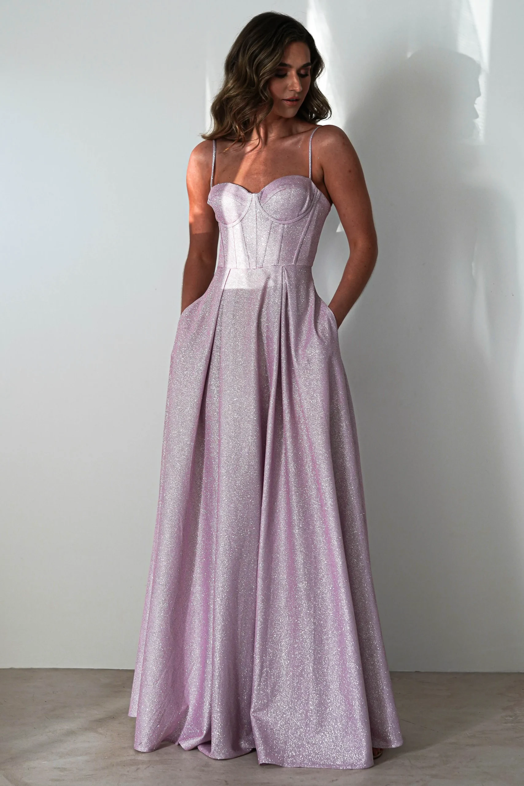 New Luna Glitter Corset Aline Gown | Pink Sommerkleider|Sommerkleider