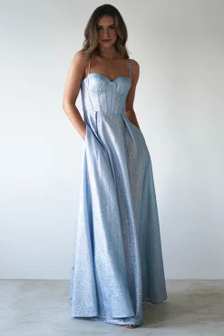 Sale Luna Glitter Corset Aline Gown | Blue Sommerkleider|Sommerkleider