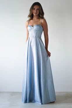 Sale Luna Glitter Corset Aline Gown | Blue Sommerkleider|Sommerkleider