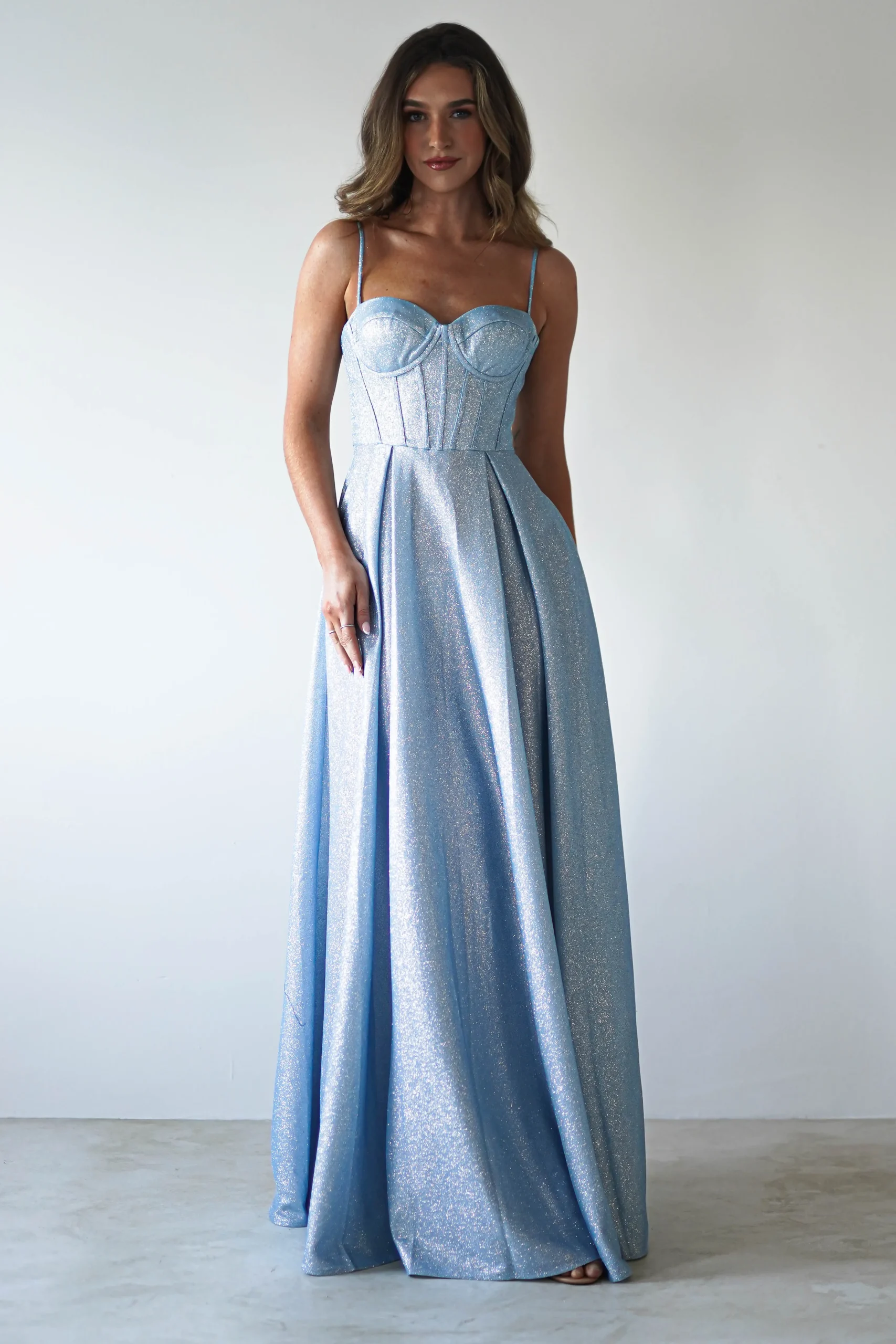 Sale Luna Glitter Corset Aline Gown | Blue Sommerkleider|Sommerkleider