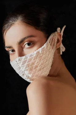 Outlet Luxury Embroidered Bridal Face Mask | Ivory Sommerkleider|Sommerkleider