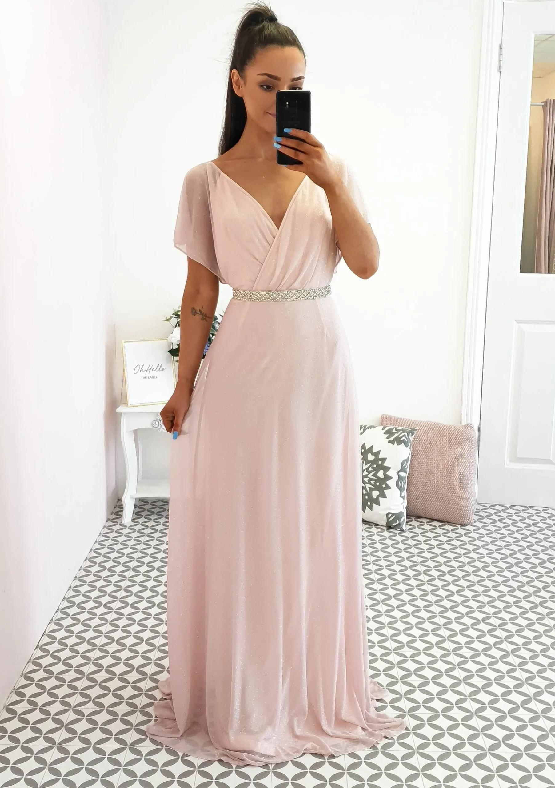 Clearance Lydia Maxi Dress Pink Glitter Lange Kleider|Maxikleider