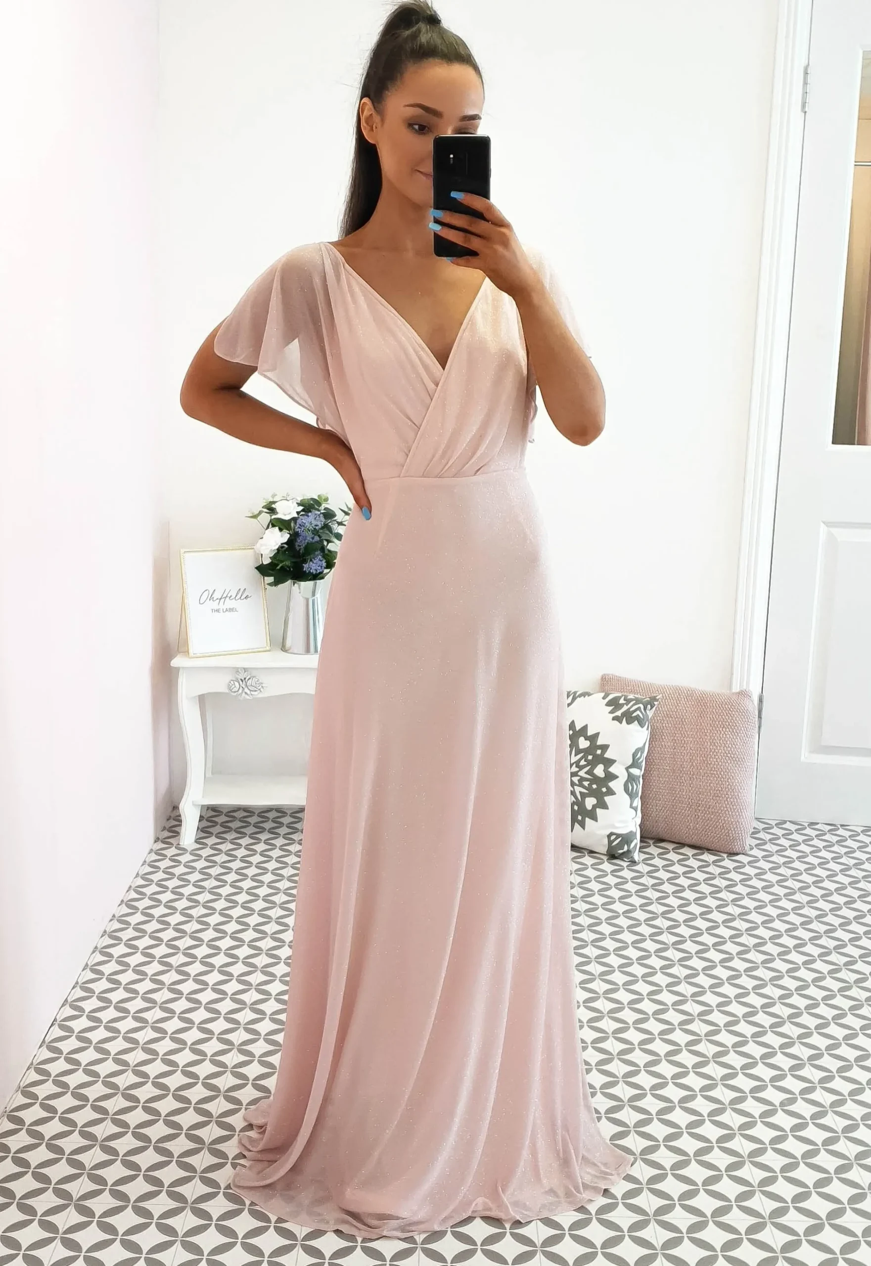 Clearance Lydia Maxi Dress Pink Glitter Lange Kleider|Maxikleider