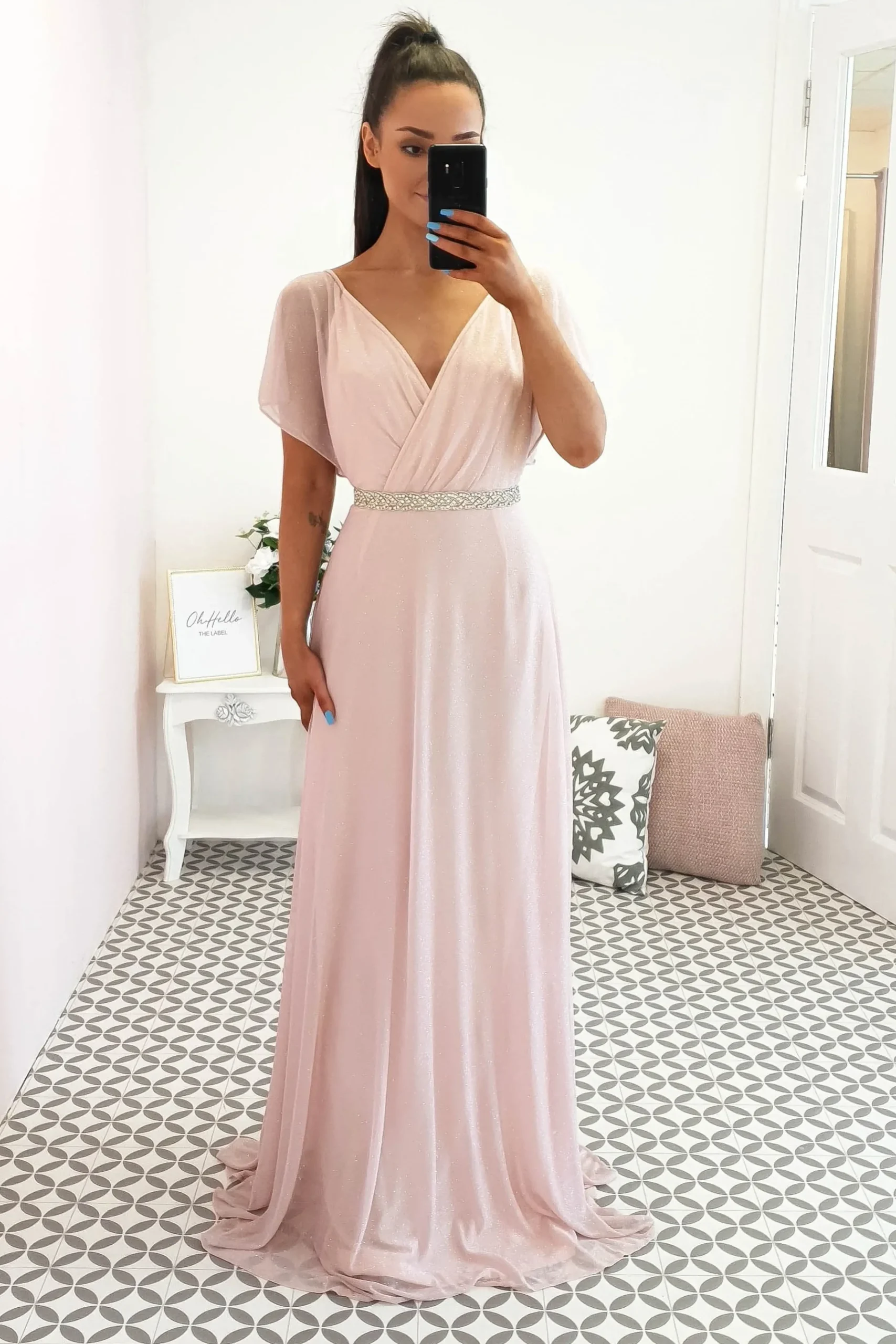 Clearance Lydia Maxi Dress Pink Glitter Lange Kleider|Maxikleider