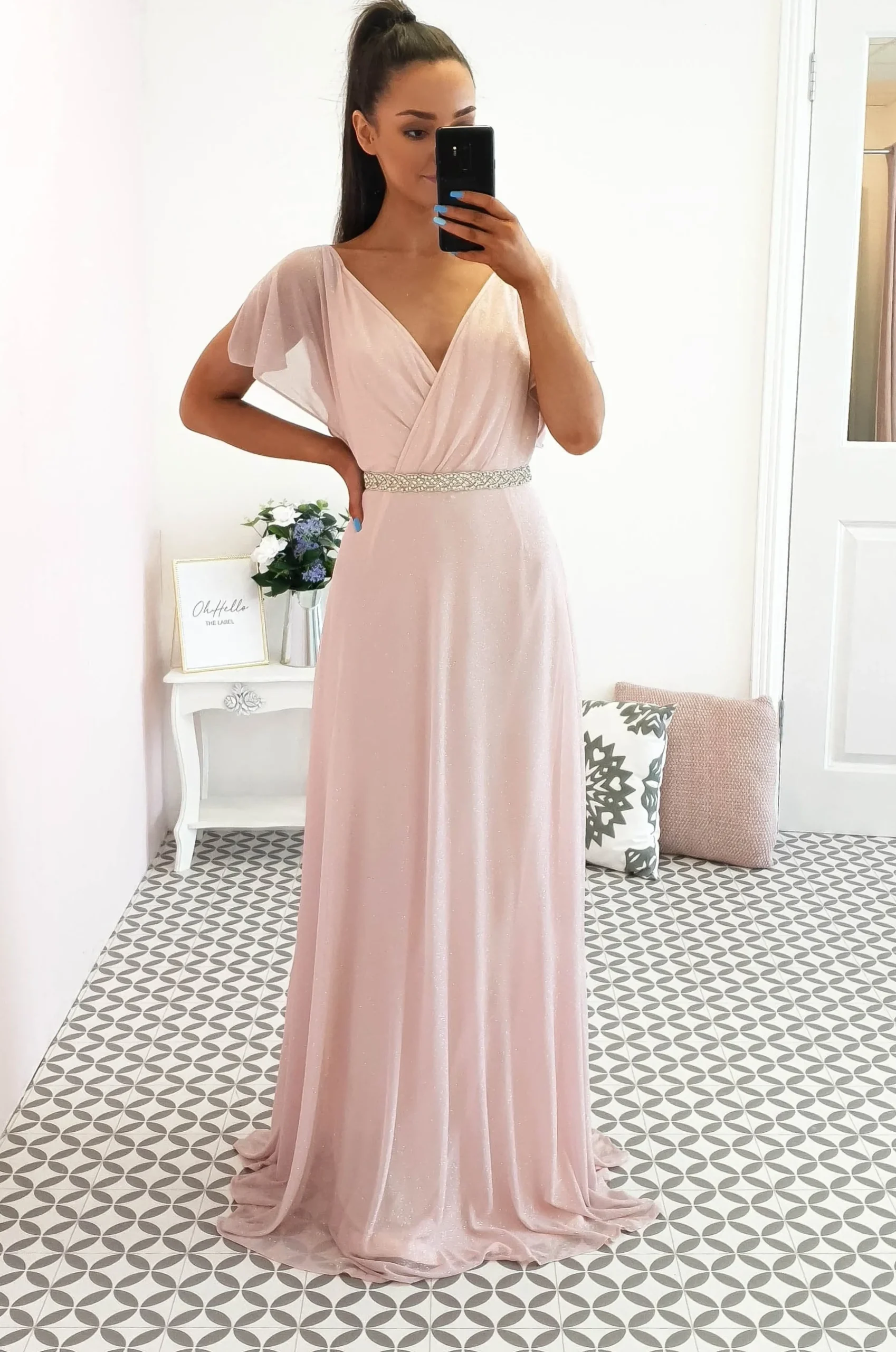 Clearance Lydia Maxi Dress Pink Glitter Lange Kleider|Maxikleider