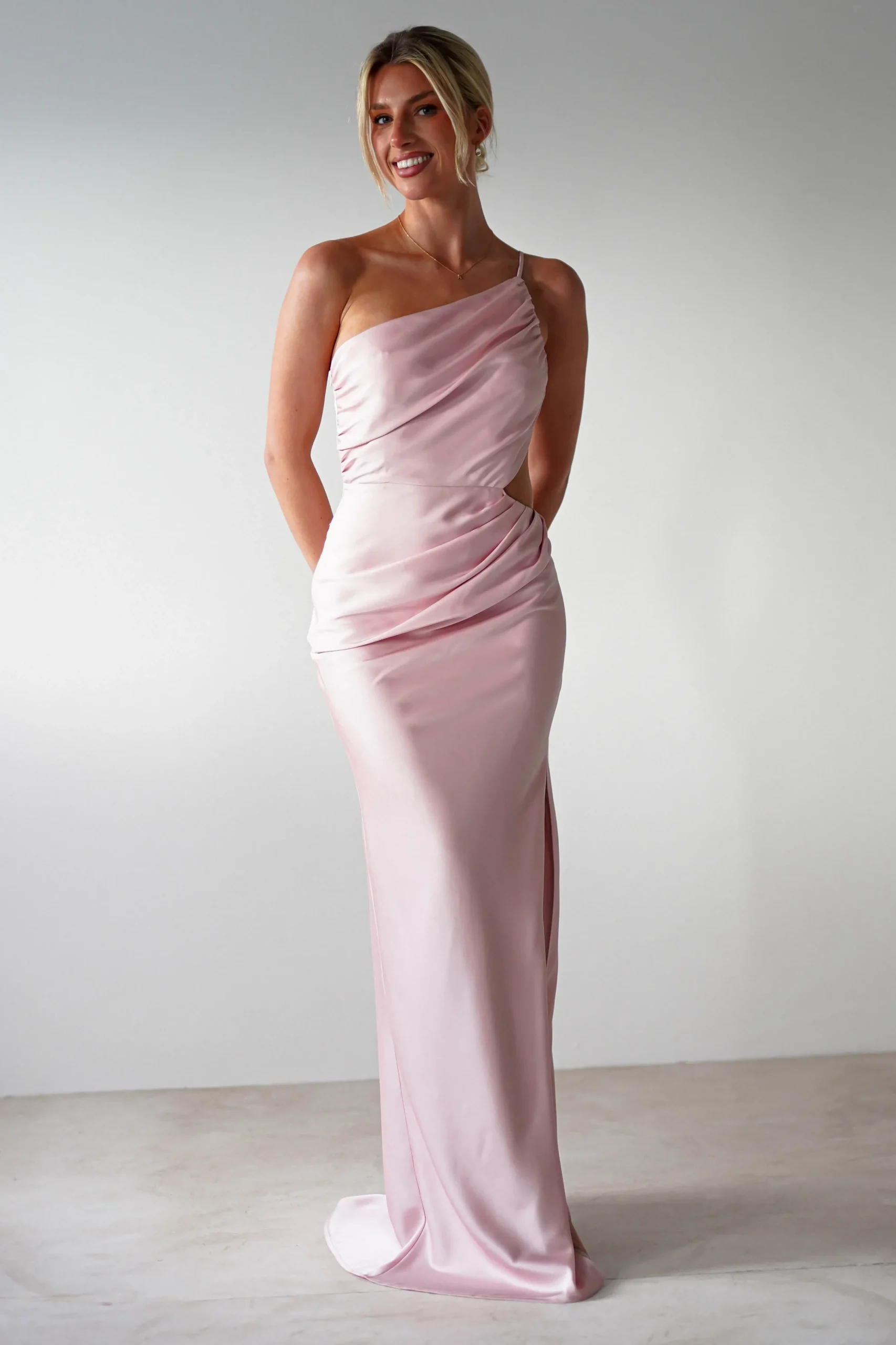 Fashion Lyra Soft Matte Satin Maxi Dress | Blush Pink Lange Kleider|Maxikleider
