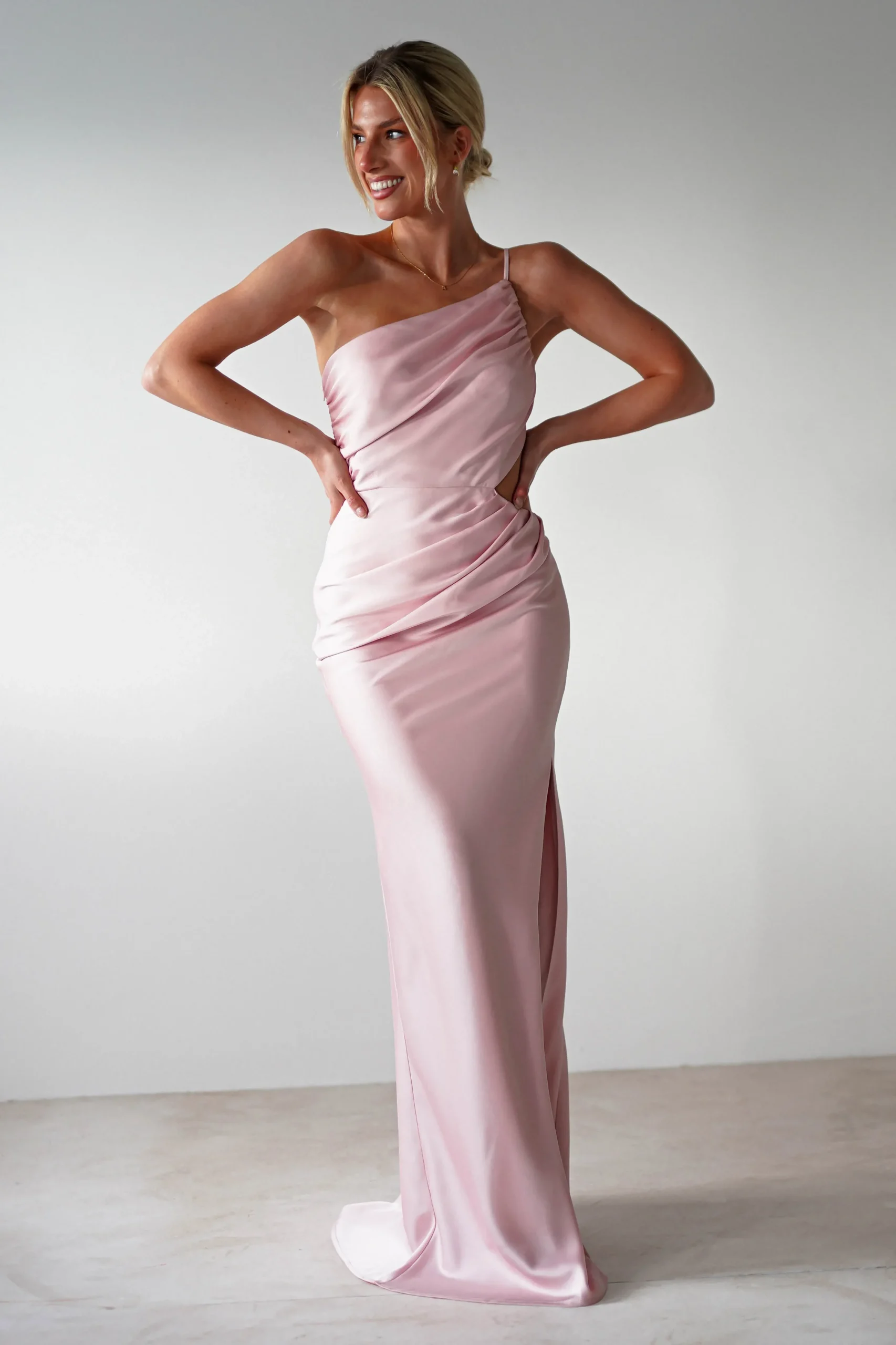 Fashion Lyra Soft Matte Satin Maxi Dress | Blush Pink Lange Kleider|Maxikleider