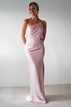 Fashion Lyra Soft Matte Satin Maxi Dress | Blush Pink Lange Kleider|Maxikleider