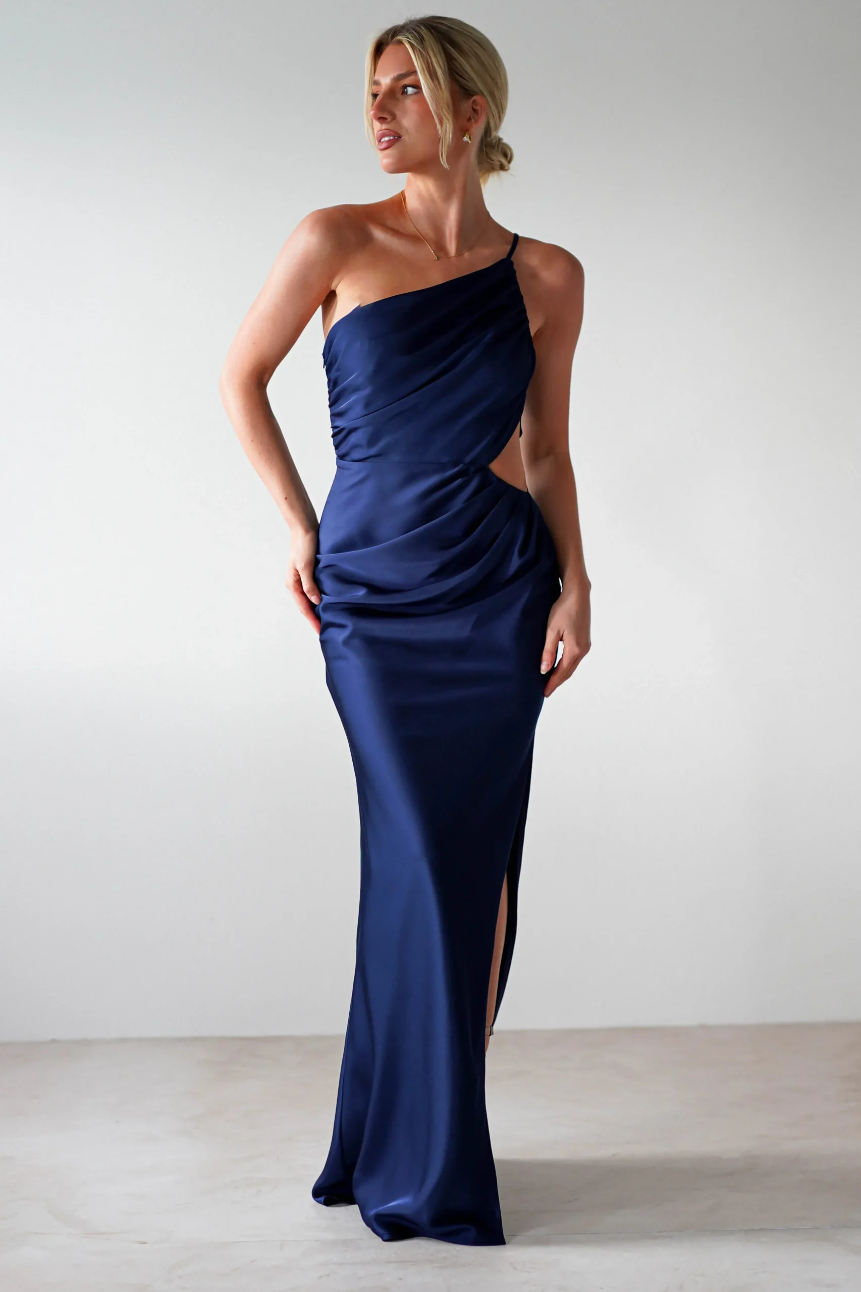 Sale Lyra Soft Matte Satin Maxi Dress | Navy Lange Kleider|Maxikleider