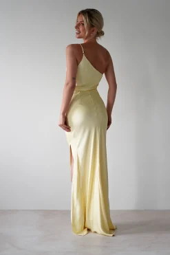 Fashion Lyra Soft Matte Satin Maxi Dress | Yellow Lange Kleider|Maxikleider