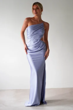 New Lyra Soft Matte Satin Maxi Dress | Periwinkle Blue Lange Kleider|Maxikleider