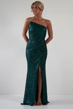 Discount Mabel Strapless Sequin Gown | Emerald Green Kleider Für Besondere Anlässe|Sommerkleider