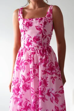 Discount Maisie Floral Skater Maxi Dress | Pink Lange Kleider|Maxikleider