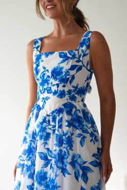 Online Maisie Floral Skater Maxi Dress | Blue Lange Kleider|Maxikleider