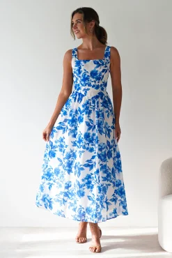 Online Maisie Floral Skater Maxi Dress | Blue Lange Kleider|Maxikleider
