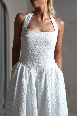 Best Margot Textured Midaxi Dress | White Lange Kleider|Maxikleider