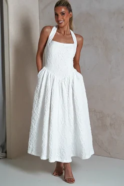 Best Margot Textured Midaxi Dress | White Lange Kleider|Maxikleider