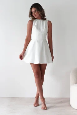 Clearance Maria Pearl Bow Detail Mini Dress | White Kleider In Minilänge|Minikleider