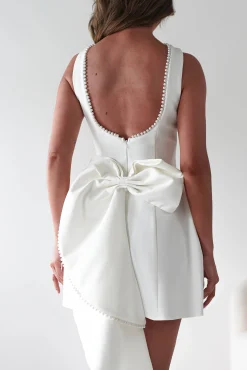 Clearance Maria Pearl Bow Detail Mini Dress | White Kleider In Minilänge|Minikleider