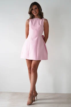 Outlet Maria Pearl Bow Detail Mini Dress | Pink Kleider In Minilänge|Minikleider
