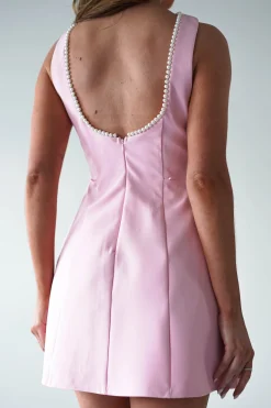 Outlet Maria Pearl Bow Detail Mini Dress | Pink Kleider In Minilänge|Minikleider