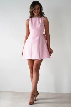Outlet Maria Pearl Bow Detail Mini Dress | Pink Kleider In Minilänge|Minikleider