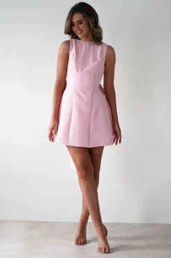 Outlet Maria Pearl Bow Detail Mini Dress | Pink Kleider In Minilänge|Minikleider