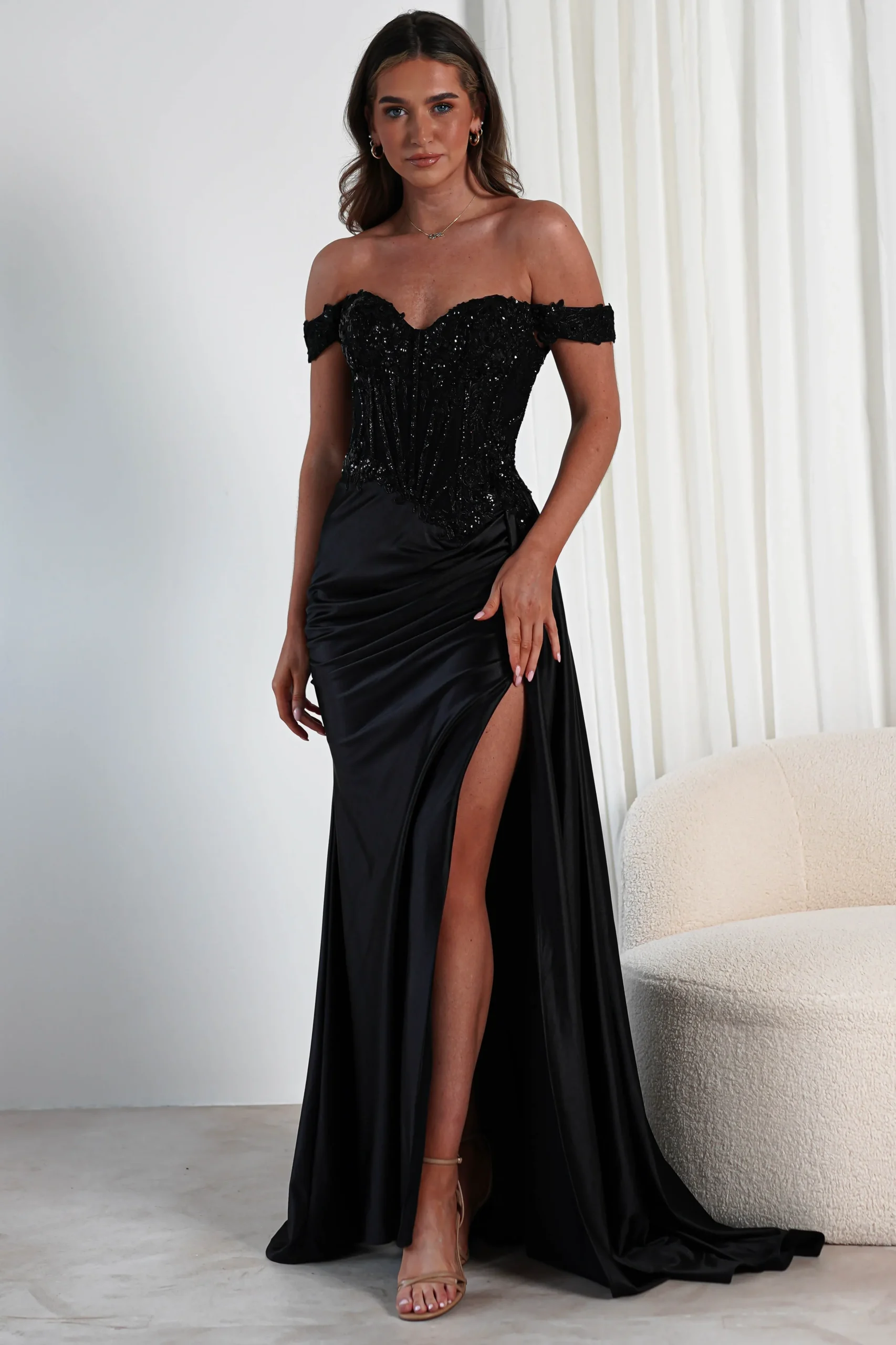 Hot Marsela Lace Bodice Gown | Black Sommerkleider|Sommerkleider