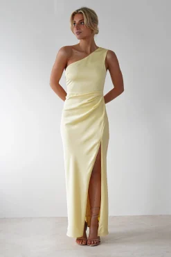 Discount Meera Soft Matte Satin Midaxi Dress | Yellow Lange Kleider|Maxikleider