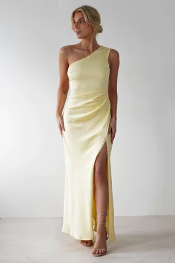 Discount Meera Soft Matte Satin Midaxi Dress | Yellow Lange Kleider|Maxikleider
