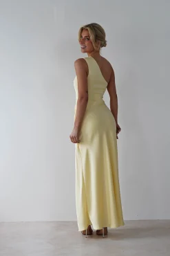 Discount Meera Soft Matte Satin Midaxi Dress | Yellow Lange Kleider|Maxikleider