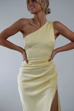 Discount Meera Soft Matte Satin Midaxi Dress | Yellow Lange Kleider|Maxikleider