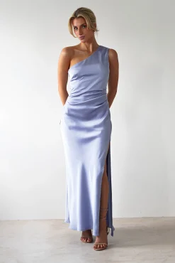 Outlet Meera Soft Matte Satin Midaxi Dress | Periwinkle Blue Lange Kleider|Maxikleider