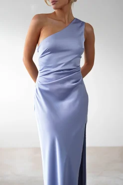 Outlet Meera Soft Matte Satin Midaxi Dress | Periwinkle Blue Lange Kleider|Maxikleider