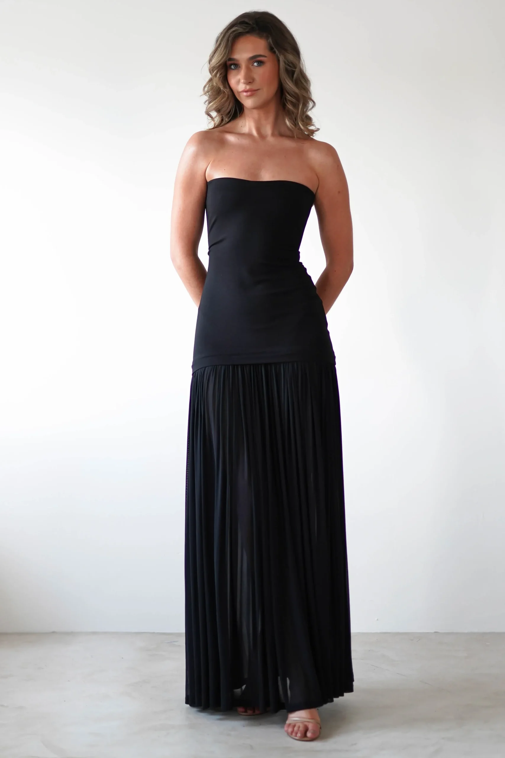 Discount Mel Strapless Chiffon Skirt Maxi Dress | Black Lange Kleider|Maxikleider