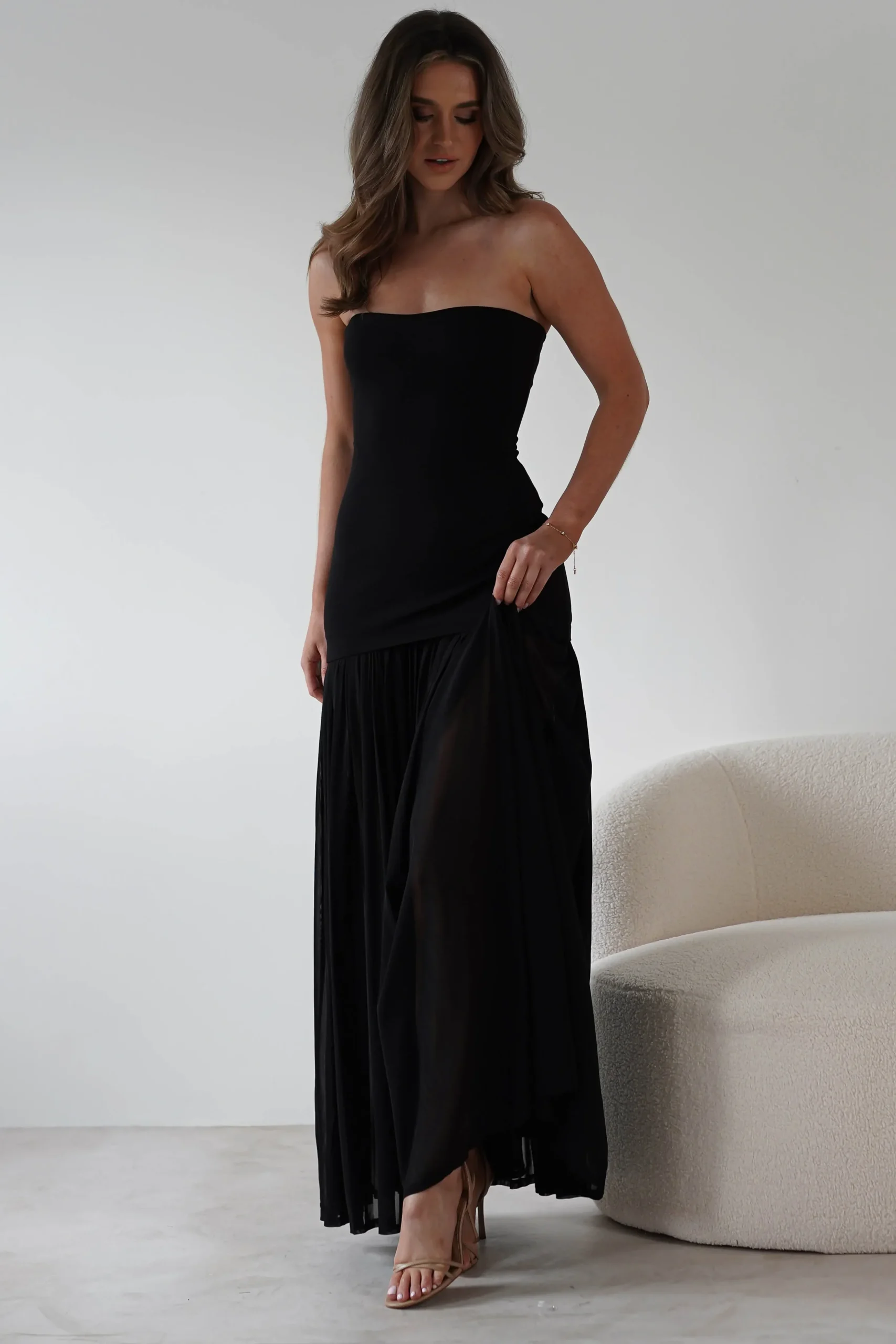 Discount Mel Strapless Chiffon Skirt Maxi Dress | Black Lange Kleider|Maxikleider