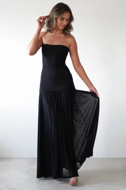 Discount Mel Strapless Chiffon Skirt Maxi Dress | Black Lange Kleider|Maxikleider