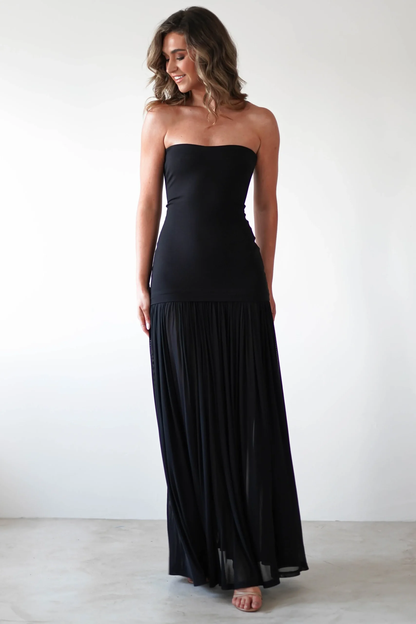Discount Mel Strapless Chiffon Skirt Maxi Dress | Black Lange Kleider|Maxikleider