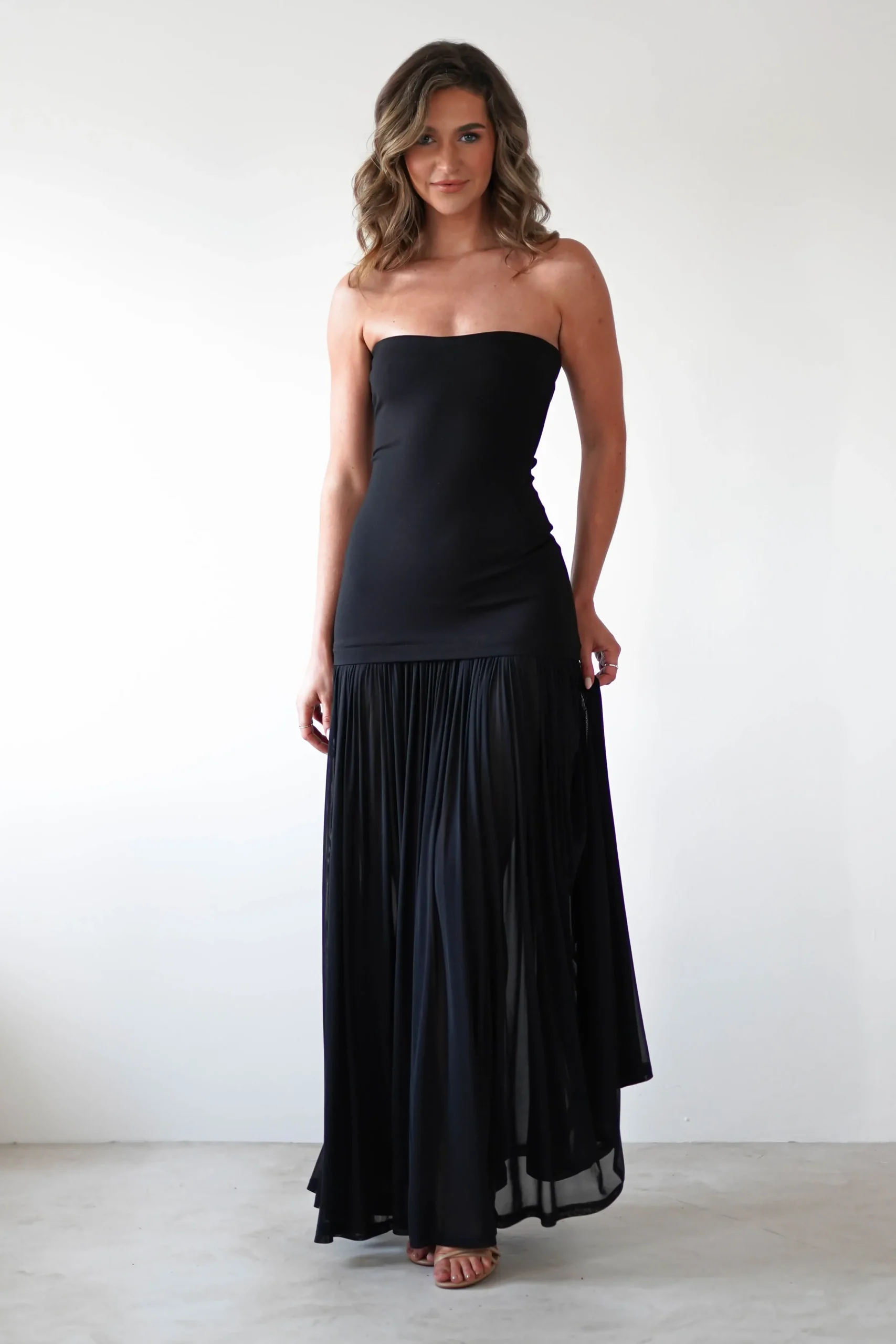 Discount Mel Strapless Chiffon Skirt Maxi Dress | Black Lange Kleider|Maxikleider