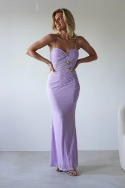 New Melrose Mesh Shell Detail Maxi Dress | Lilac Lange Kleider|Maxikleider