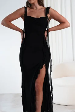 Best Mhissa Ruffle Maxi Dress | Black Lange Kleider|Maxikleider