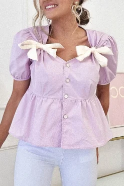 Discount Minnie Bow Detail Blouse | Lilac Oberteile|Sommerkleider