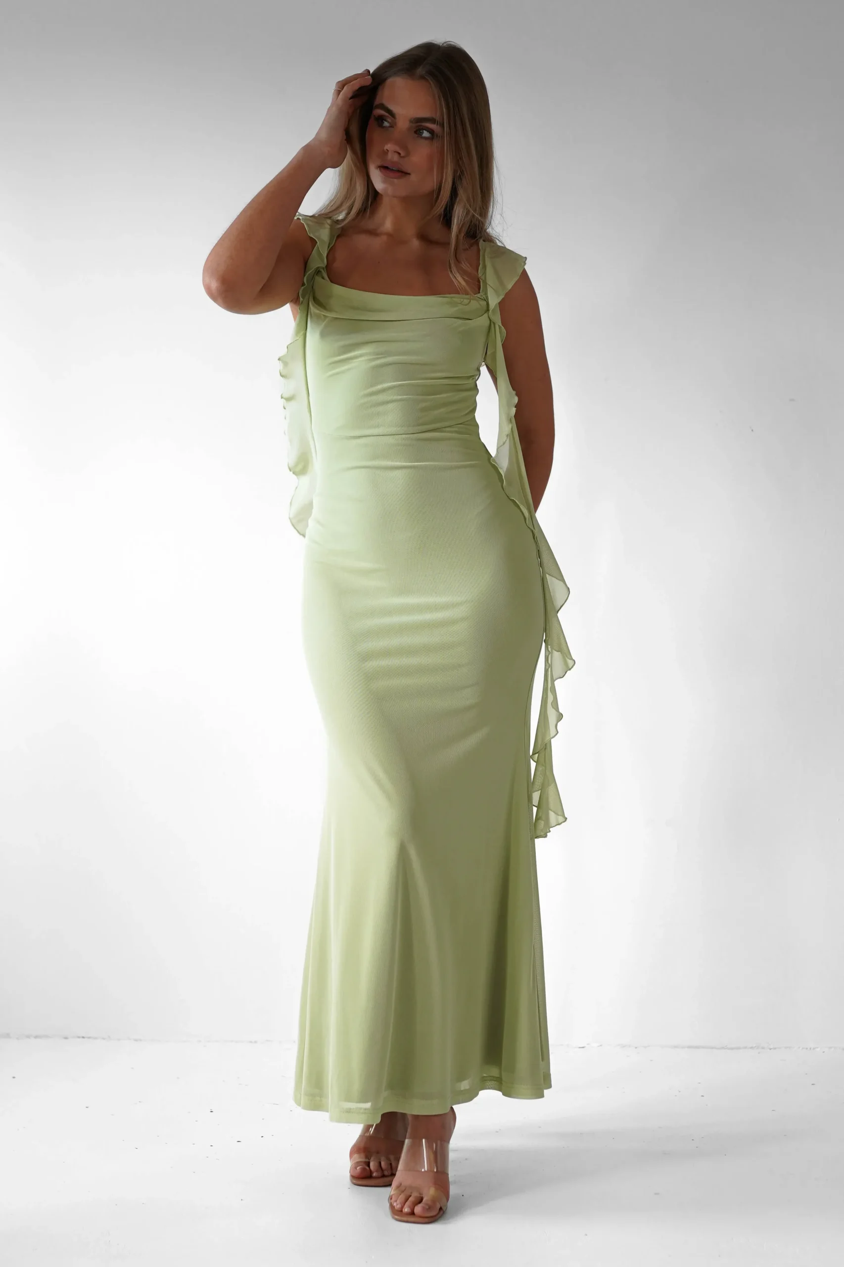 Best Miranda Ruffle Midaxi Dress | Pistachio Lange Kleider|Maxikleider