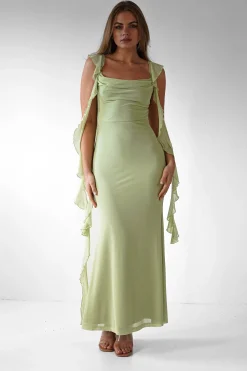 Best Miranda Ruffle Midaxi Dress | Pistachio Lange Kleider|Maxikleider