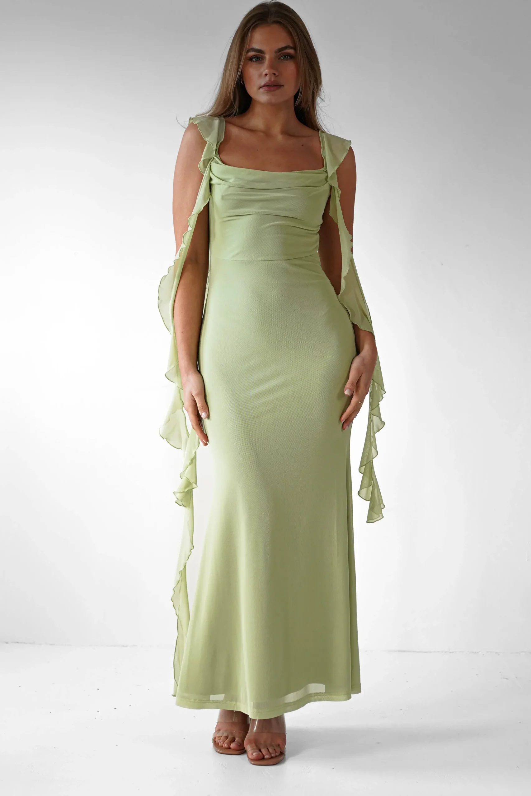 Best Miranda Ruffle Midaxi Dress | Pistachio Lange Kleider|Maxikleider