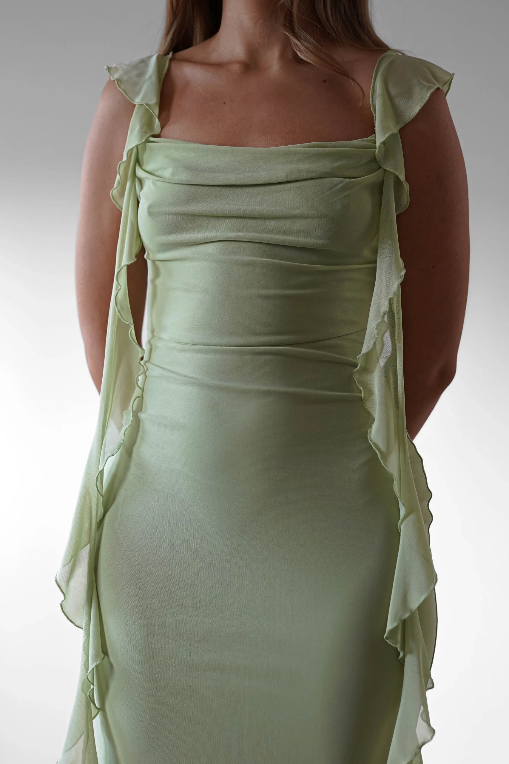 Best Miranda Ruffle Midaxi Dress | Pistachio Lange Kleider|Maxikleider