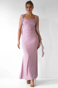 Hot Miranda Ruffle Midaxi Dress | Mauve Lange Kleider|Maxikleider
