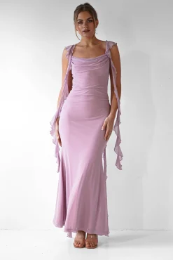 Hot Miranda Ruffle Midaxi Dress | Mauve Lange Kleider|Maxikleider