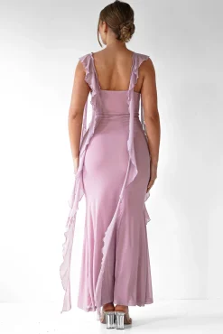 Hot Miranda Ruffle Midaxi Dress | Mauve Lange Kleider|Maxikleider