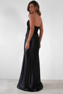 Hot Misha Strapless Lace Detail Gown | Black Sommerkleider|Sommerkleider